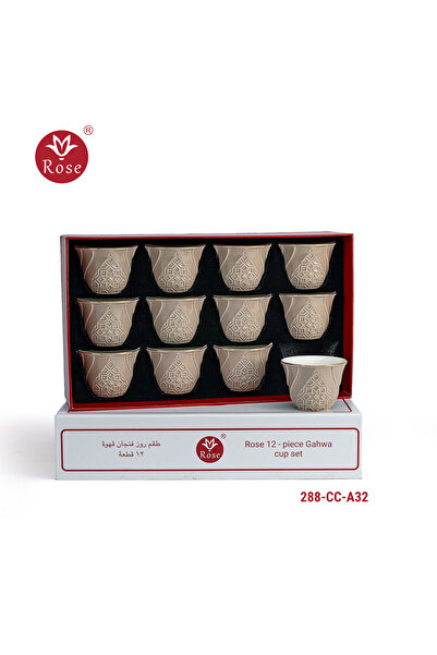 Rose CR-288-12-piece porcelain Arabic coffee cup set with Islamic pattern