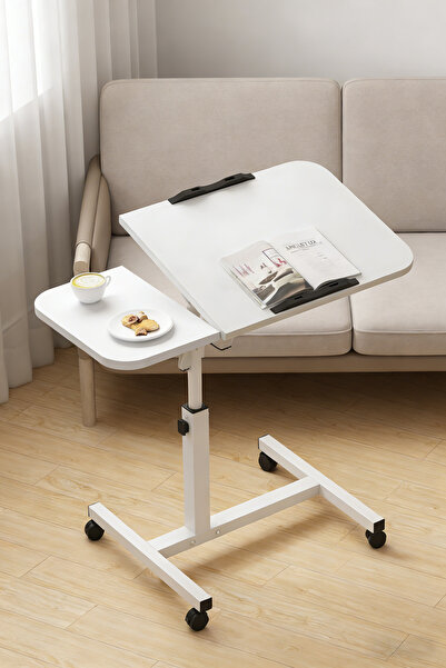dida-cosmos Computer Table, Height Adjustable, With Casters, Swivel Angle，Whi...