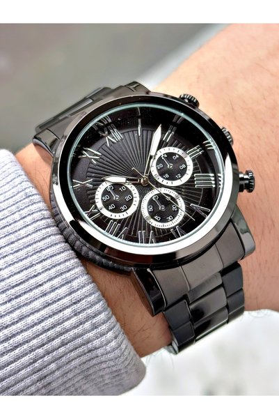 saat&istasyonu Black Color Steel Cord Men Wrist Watch