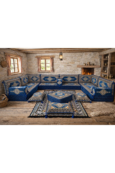 uğurlu şark köşesi El Dokuması Görünümlü Kilim Köşe Oturma Takımı | 22 DNS Se...