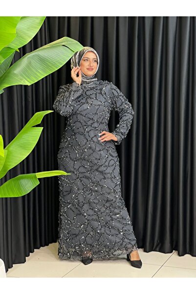 Butik büyük beden Luxury Evening Dress with Sequins