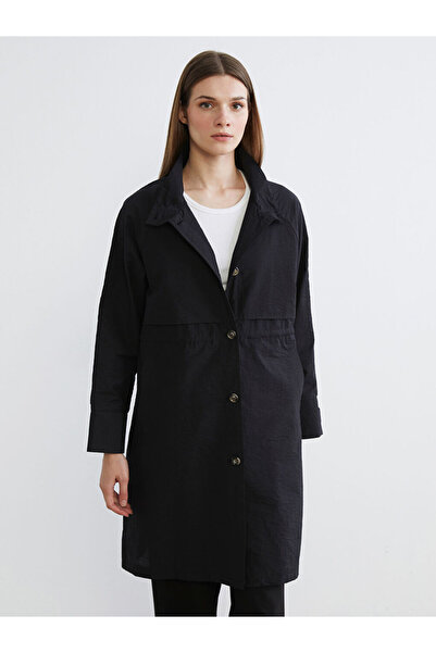 LC Waikiki Γυναικείο αδιάβροχο MG TRENDEN Μαύρο Γιακάς πουκαμίσου