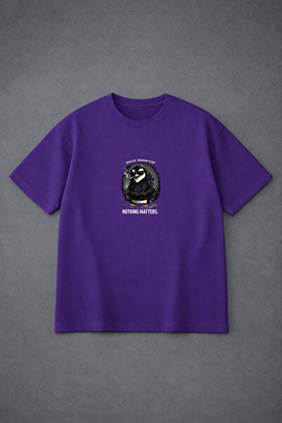 LORVEX Oversize Unisex T-Shirt 100% Cotton Comfortable Fit Nihilist Penguin P...