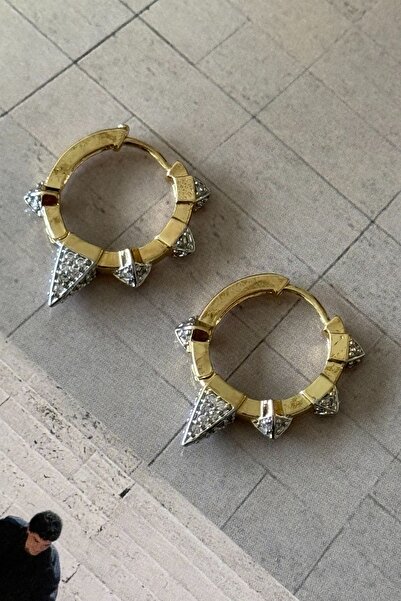 Trendy Butik Steel Pointed Model Hoop Earrings