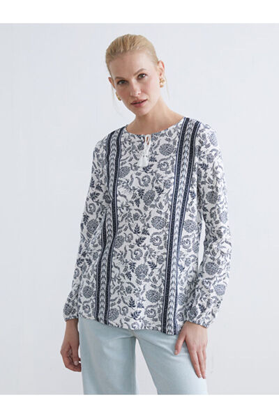 LC Waikiki I Tie-Detail Roba Collar Floral Blouse from Freezen Store