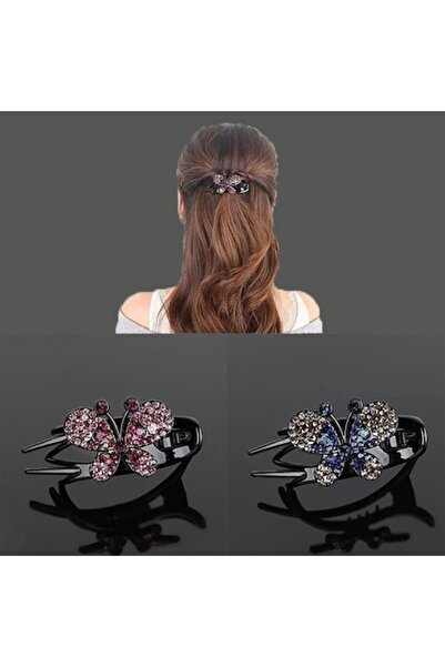 OEM Set of 2 butterfly-shaped hair clips, with crystal inserts, premium material