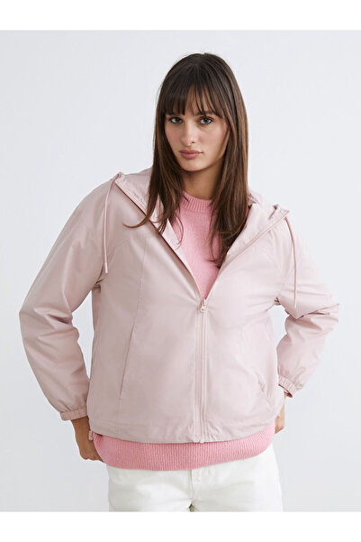 LC Waikiki Mg Trenden Pink Hooded Oversize Women's Raincoat