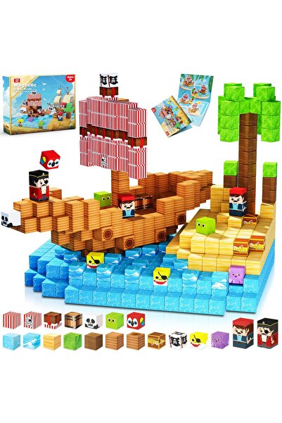 Sthxyfaith 100PCS Build Pirate Magnetic Blocks Building Cube Toys for Kids Bo...