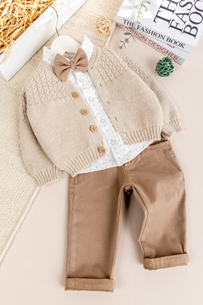 Babymod 4-Piece Stylish Baby Boy-Child Set with Knitwear Cardigan