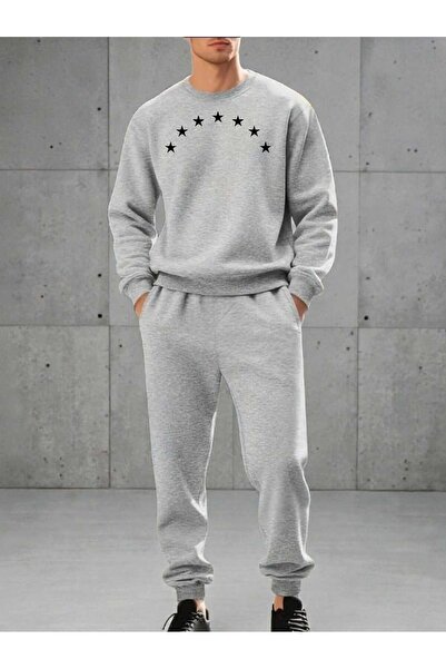 tkn your style Men's Bottom-Up Set Crew Neck Sweatshirt with Sequential Star ...