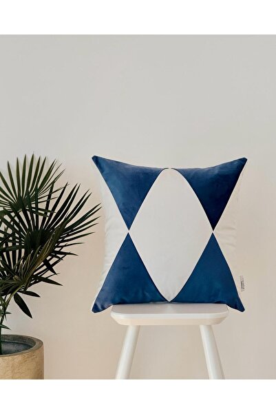 Hestia Home Husă de pernă din catifea cu model geometric mozaic