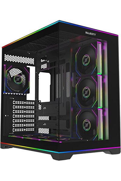 majesty ORION صندوق كمبيوتر ميد تاور | 7 مراوح ARGB | زجاج مقسى | ATX | Type-...