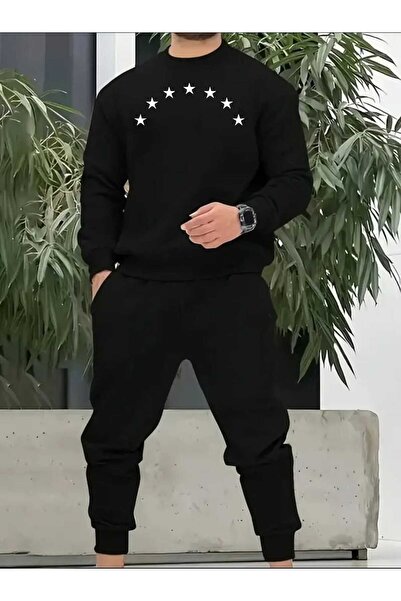 tkn your style Men's Bottom-Up Set Crew Neck Sweatshirt with Sequential Star ...