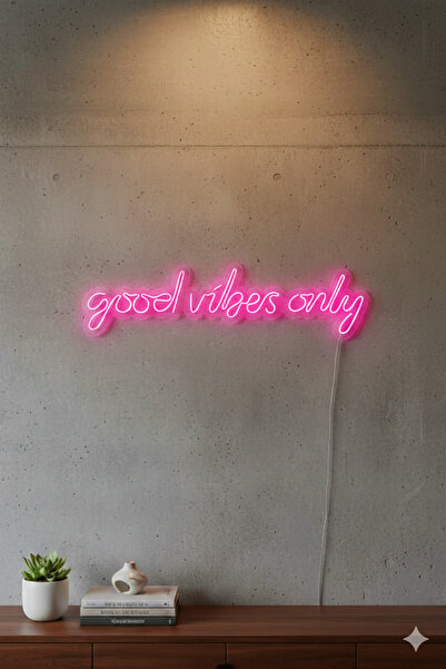 dekoraven Good Vibes Only Neon Tabela - Duvar Dekoru