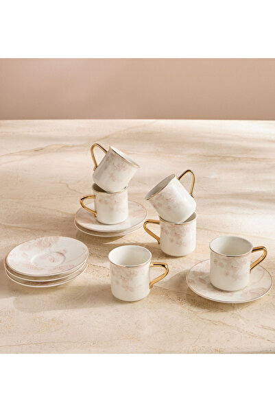 Generic Raqiya 12-Piece Porcelain Cup and Saucer Set - 200 ml