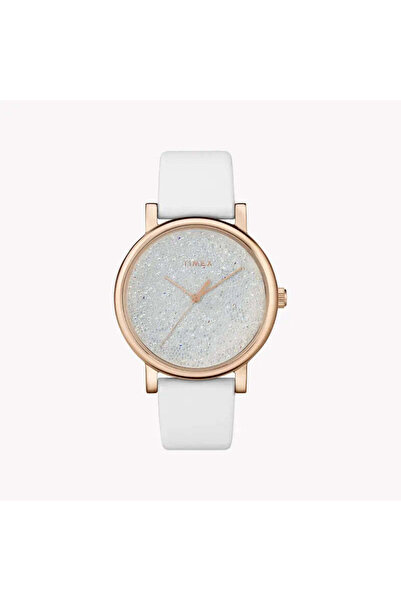 Timex Women's White Leather Watch, Rose Gold Case | Tw2r95000