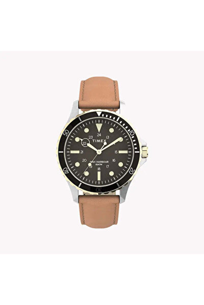 Timex Men's Black Dial Watch, Tan Leather Band | Tw2u55600