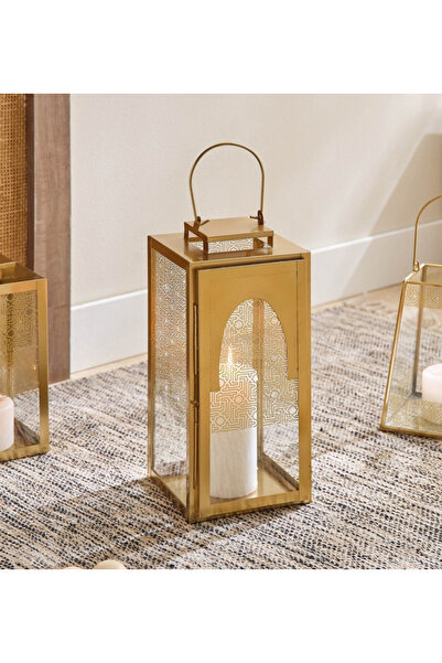 Generic فانوس سكاي لاين ميراج المعدني مع زجاج - 15 × 15 × 33 سم