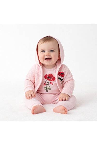 milay's life home collections Baby Girl 0-3 Months 100% Cotton Rose Embroider...