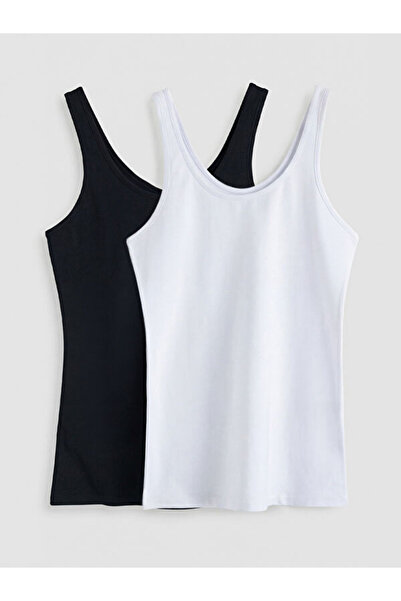 LC Waikiki Rmz Gi̇yi̇m Farkiyla U Roba Collar Strap Women's Undershirt 2-Pack