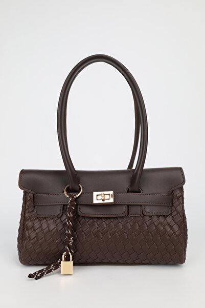 NOTHING Women's Brown Braided Leather Belted Charm Detailed Covered Hand and ...