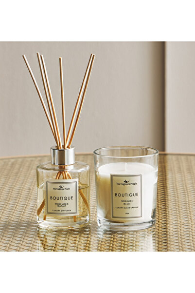 Generic مجموعة هدايا من شموع معطرة برائحة المريمية وملح البحر من بوتيك وود