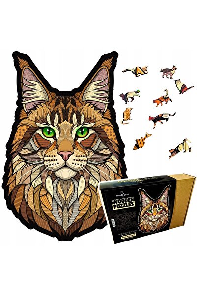 Mruu&Pruu Wooden puzzle LARGE FOREST CAT XXL | Puzzle gift for adults