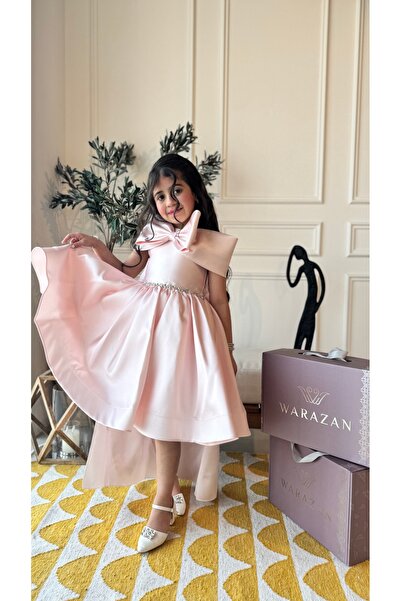 Warazan Elegant girl's dress with a bow at the chest