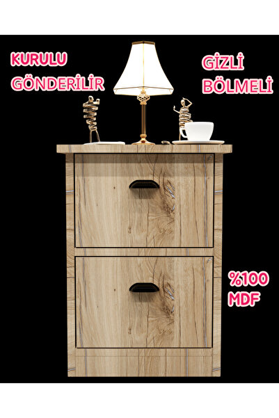 KONAK EV EŞYALARI Gloin Gizli Bölmeli Komodin,MDF,Kurulu Gönderilir,Montaj Ge...