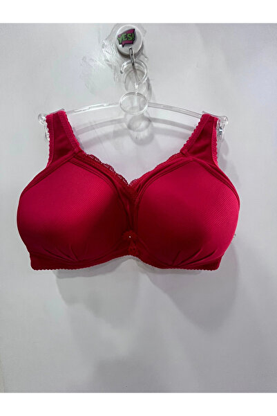 NERGIZ Women's Red Bra with Lace Detail on the Front and Underwire Support