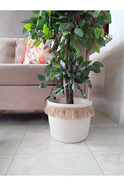 bayram taşcıoğlu home desing 25*20 سلة هدايا مزينة بالشراشيب لتنظيم أواني الزهور