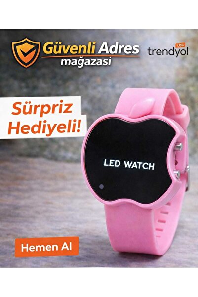 HAYATINIZI KOLAYLAŞTIRIN Elma Tasarımlı Pembe LED Dijital Kol Saati | Silikon...