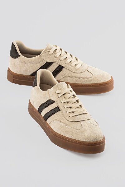 Mubiano Women's Suede Sneaker Lace-Up Sports Shoes Leron Beige