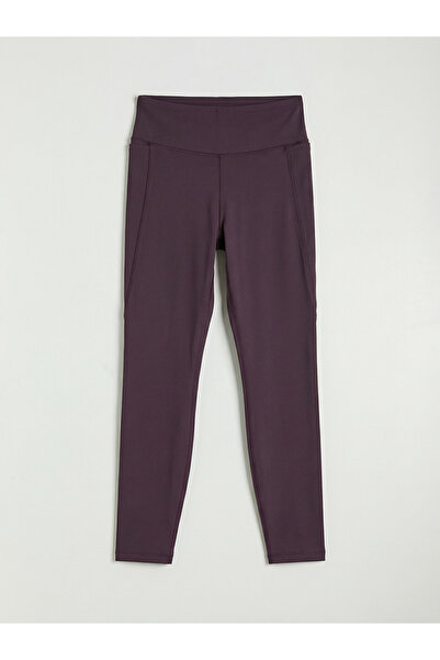 LC Waikiki Mürdüm High Waist Women's Sports Leggings with Pockets