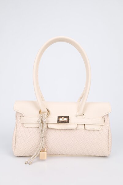 NOTHING Women's Cream Braided Leather Belted Charm Detailed Covered Hand and ...