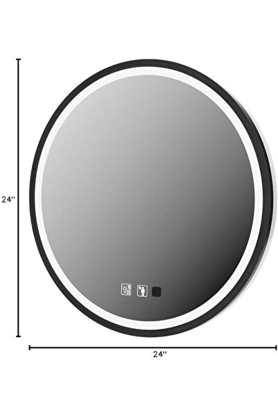 Bathqueen Oglinda LED cu senzor, rotunda, rama neagra, anti-abur, rezistenta ...
