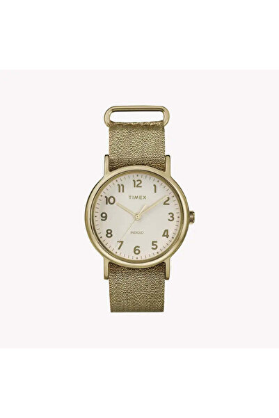 Timex Women's Gold Fabric Watch, Beige Dial | Tw2r92300