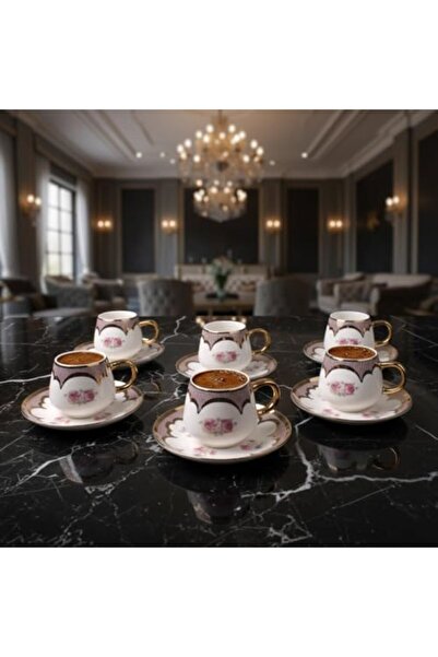 Nacario Nrcrioshop 6-Person Luxury Porcelain Turkish Coffee Cup Set, Modern B...