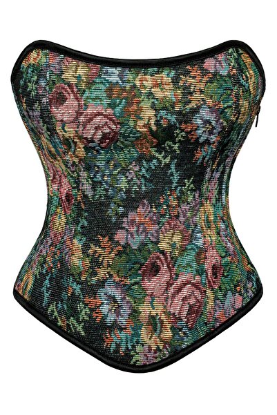 SCARLET DARKNESS Women's Corset, SCARLET DARKNESS, Victorian, Floral Print, A...