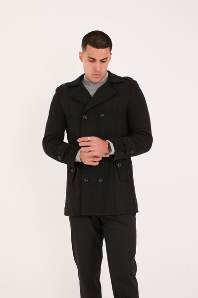 RUVEN TEKSTİL Men's Short Trenckot Coat