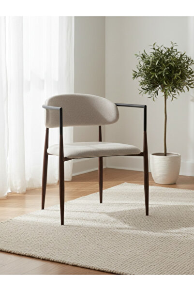 BEC13 Modern chair with wooden accents and metal arms - a comfortable, contem...