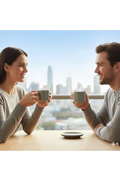 Nacario Nrcrioshop Set of 2 Striped Ceramic Cups |   Matte Brown White Rustic...