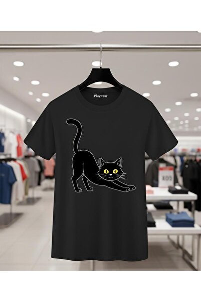 playwear PLAY WEAR Unisex Μπλουζάκι με στάμπα BLACK CAT SCRATCHED με λαιμόκοψ...