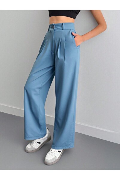 DUUE FASHİON Hijab Women's Palazzo Wide Leg Fabric Trousers