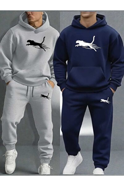 tkn your style Men's 2-Piece Set Top and Bottom Set Leopard Print Design Hood...