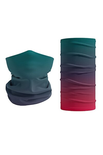 OEM Unisex multifunctional bandana, green/red, elastic material, 100% polyester