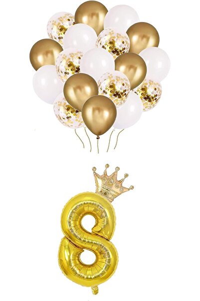 Nacario Nrcrioshop 8 Number Foil Balloons, King Crown and Confetti Balloon 12...