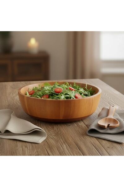 Nacario وعاء خشبي طبيعي من خشب الأكاسيا من نركريوشوب للسلطة والفواكه - طبق تق...