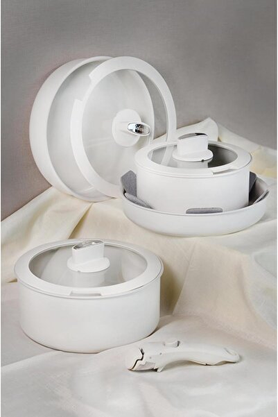 Yıldızan Esnshop Belariva-Easy 8-Piece Cookware Set with Removable Handles Wh...