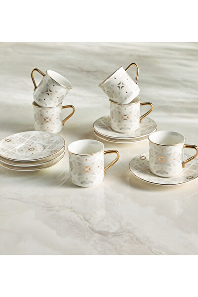 Generic Nur 12-Piece Porcelain Cup and Saucer Set - 200 ml, Serves 6